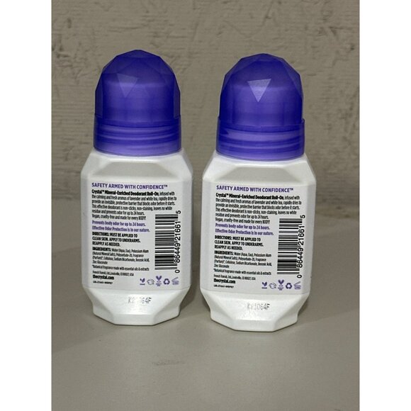 2 Pack Crystal Lavender & White Tea Mineral Enriched Deodorant Roll-On - Picture 2 of 2